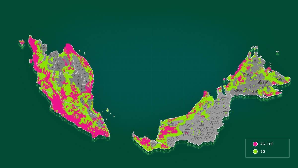 ملائیشیا کی کوریج کا نقشہ