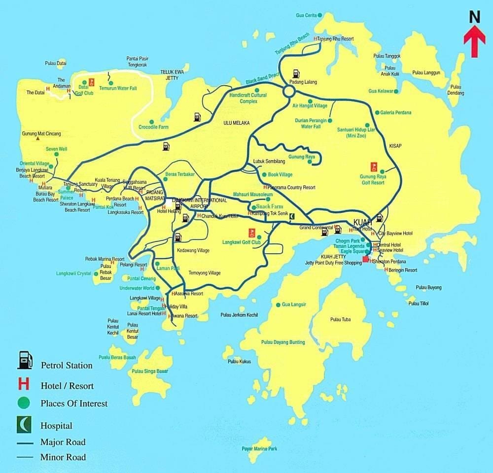 کا نقشہ ملائیشیا اور langkawi میں