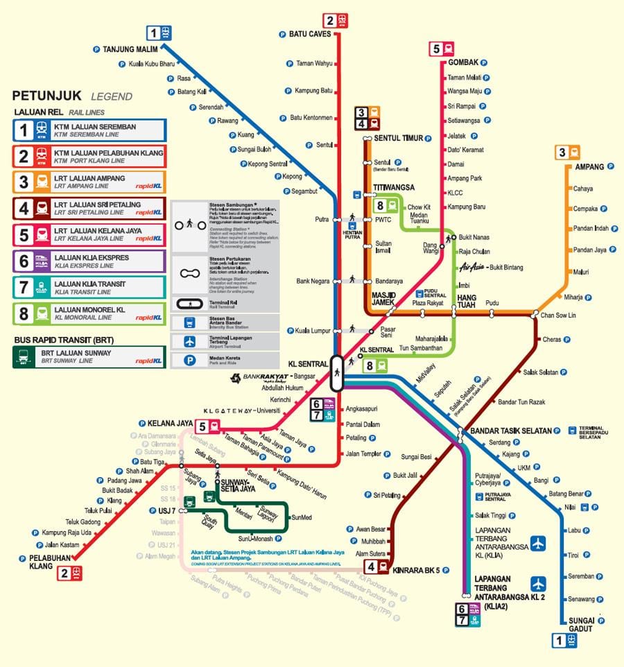 ملائیشیا mrt نقشہ 2016
